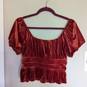Altar'd State orange velvet peasant top